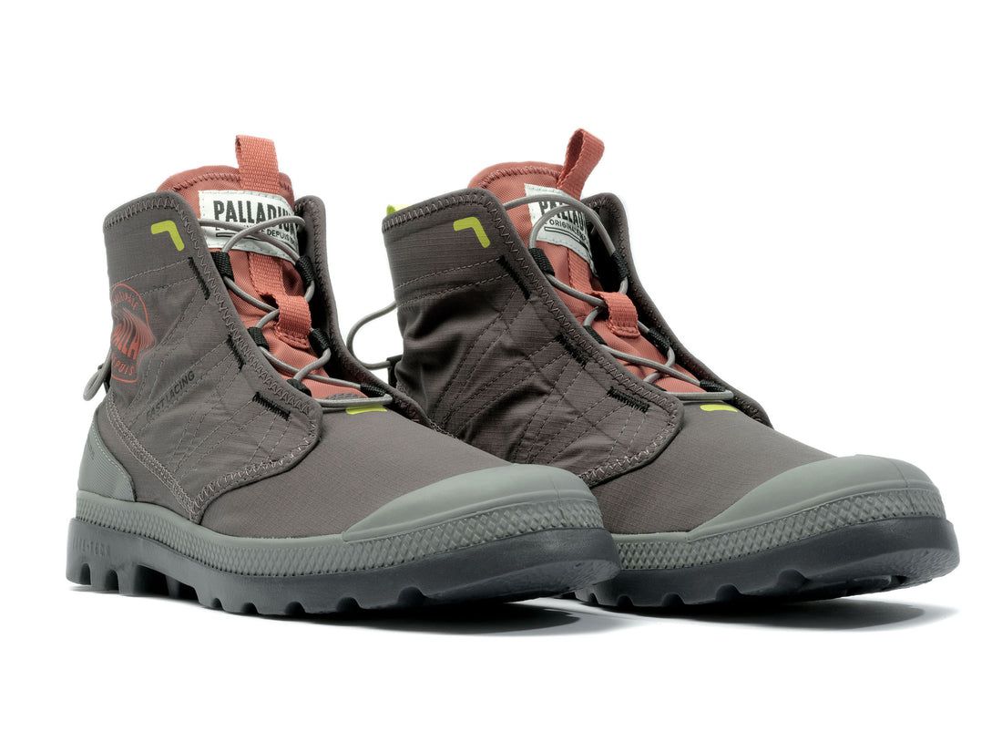 Dark Brown / Grey Men Palladium Pampa Travel Lite Rs Boots | US-DE4630572