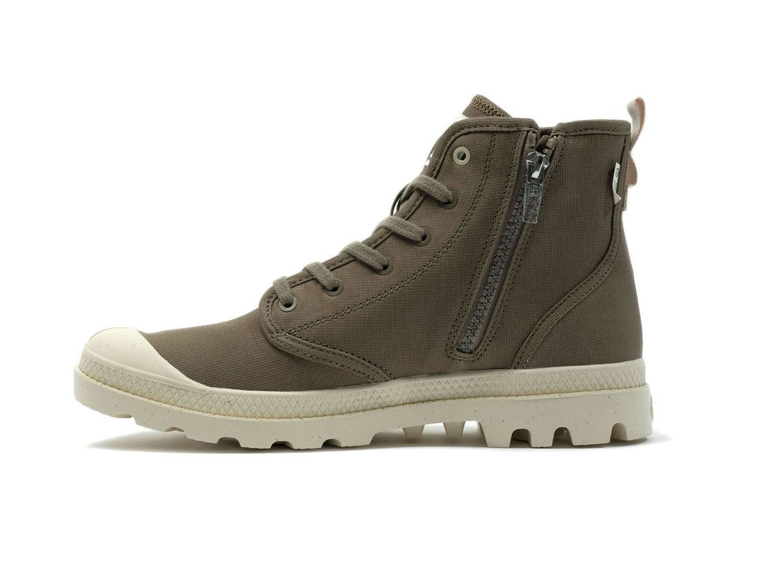 Dark Green Kids' Palladium Pampa Hi Zip Organic Boots | US-RA2574689