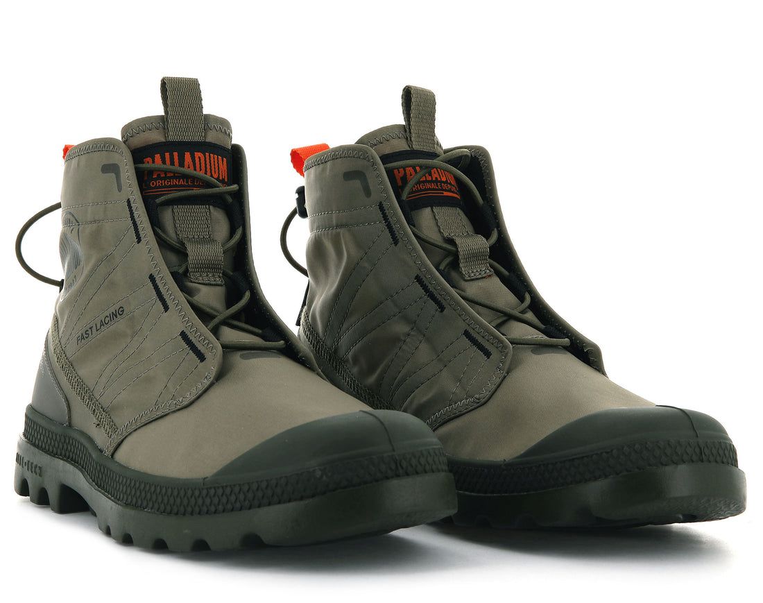 Dark Green Kids' Palladium Pampa Travel Lite Boots | US-BD3675029