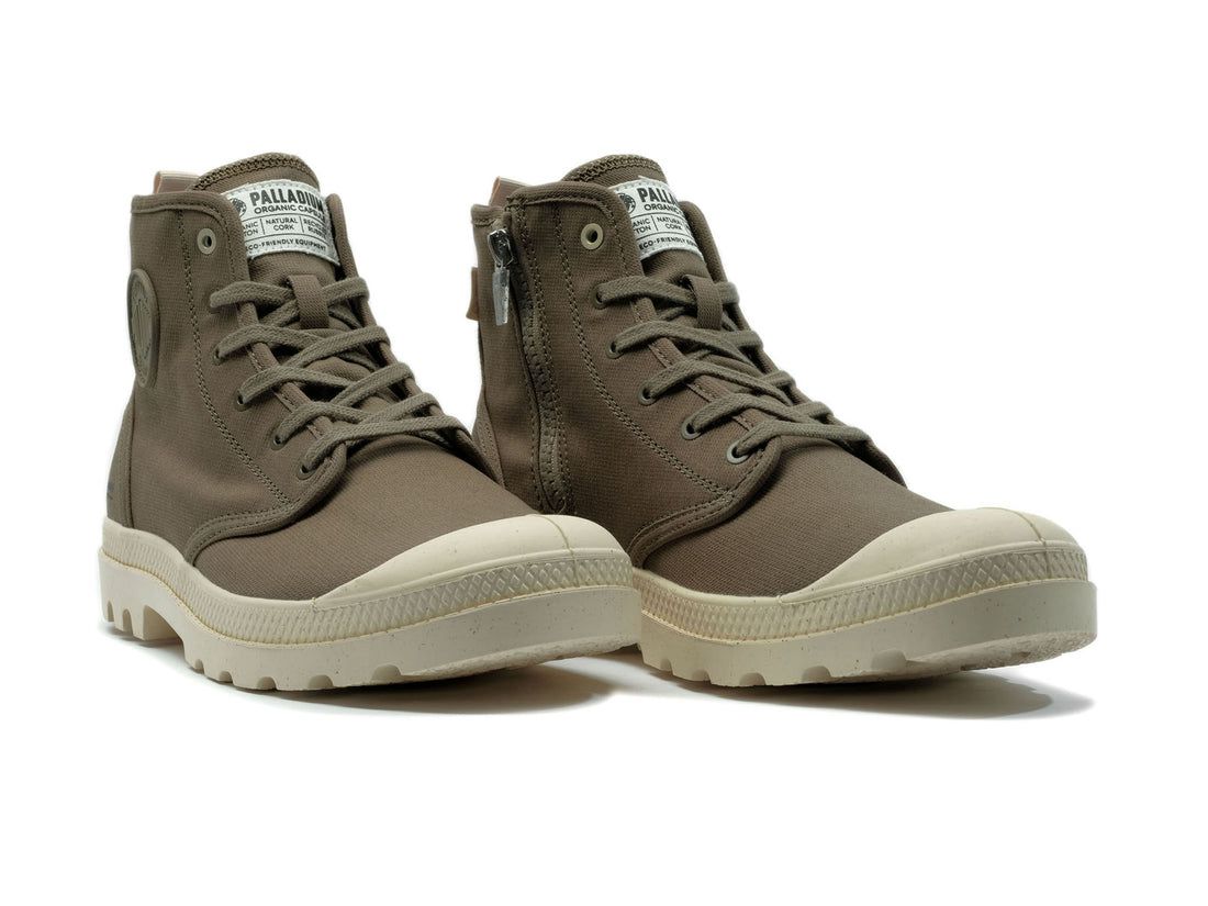 Dark Green Men Palladium Pampa Hi Zip Organic Boots | US-SD5802619