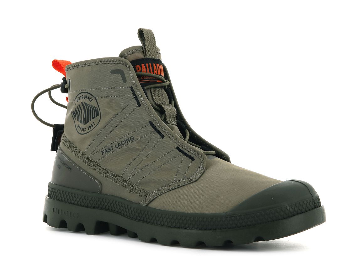 Dark Green Men Palladium Pampa Travel Lite Boots | US-DJ2175869