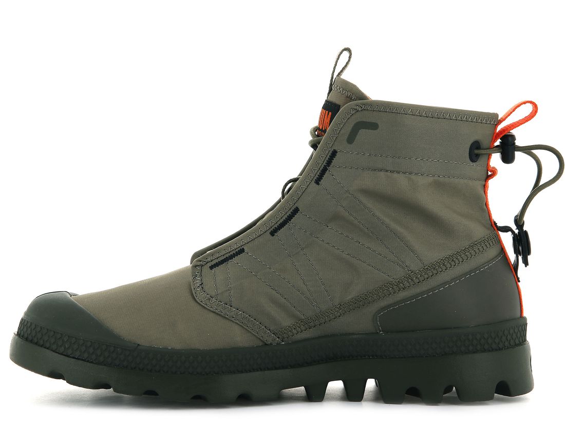 Dark Green Men Palladium Pampa Travel Lite Boots | US-DJ2175869