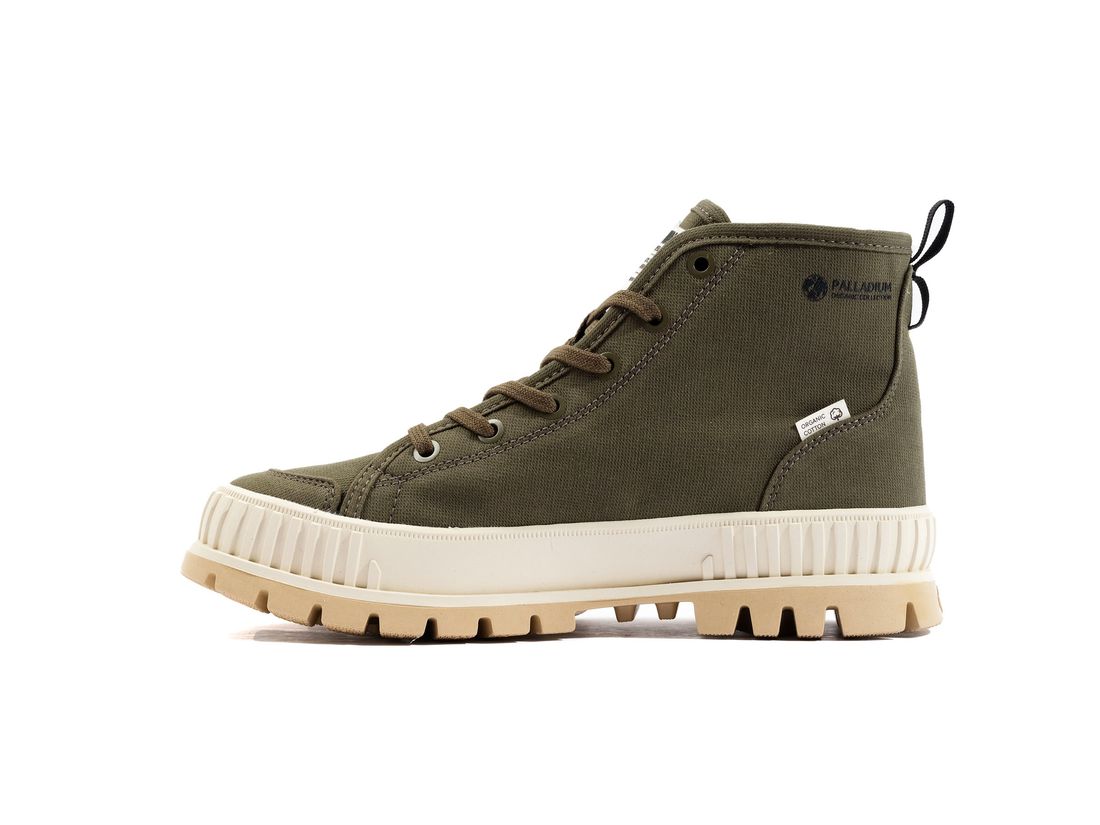 Dark Olive Men Palladium Pallashock Organic 2 Sneakers | US-XR7349618