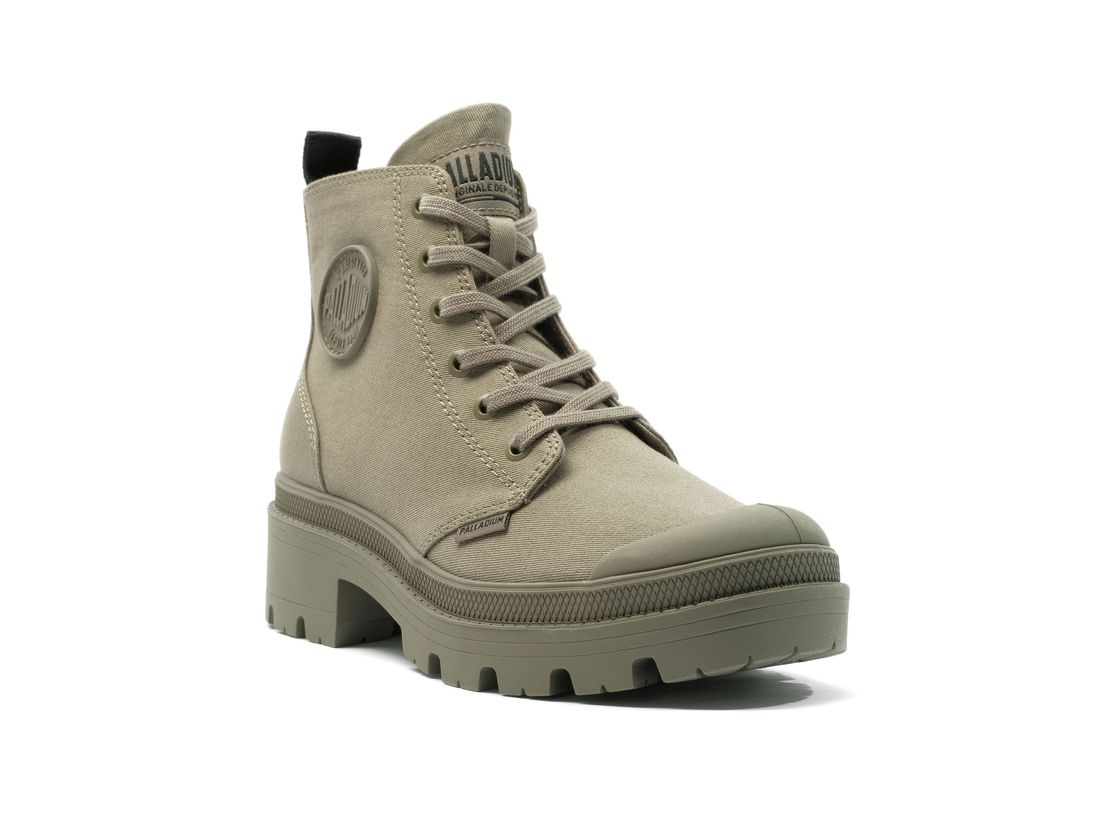 Green Women Palladium Pallabase Twill Boots | US-WI0356147