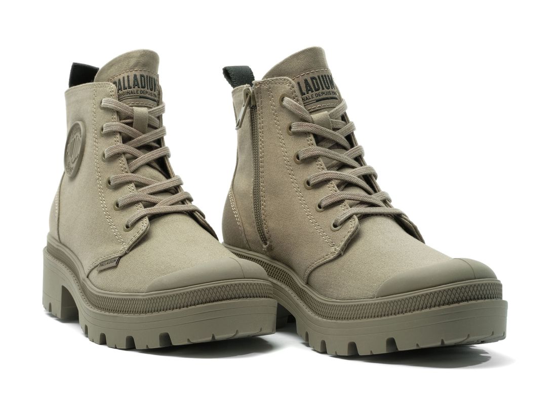 Green Women Palladium Pallabase Twill Boots | US-WI0356147