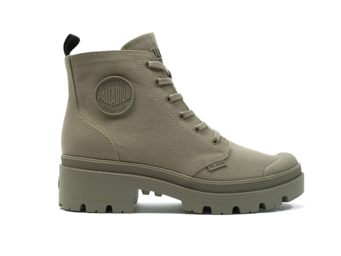 Green Women Palladium Pallabase Twill Boots | US-WI0356147