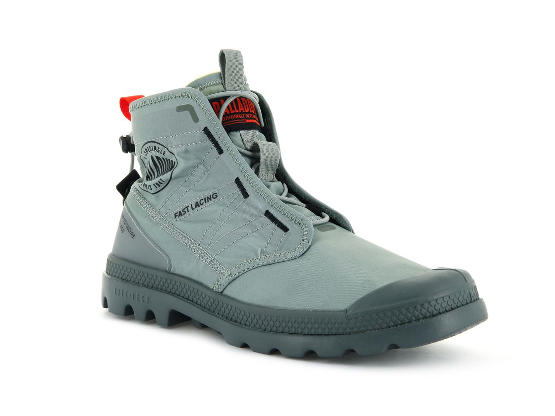 Grey Blue Kids' Palladium Pampa Travel Lite Boots | US-XT7214856