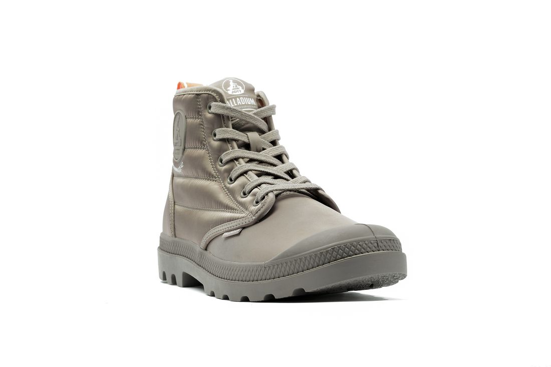 Grey Brown Men Palladium Pampa Hi Dare Rhona Boots | US-OS7026314