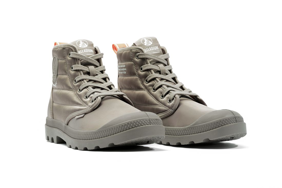 Grey Brown Men Palladium Pampa Hi Dare Rhona Boots | US-OS7026314