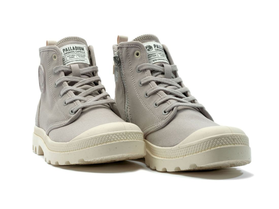 Grey Kids' Palladium Pampa Hi Zip Organic Boots | US-ZK2103685