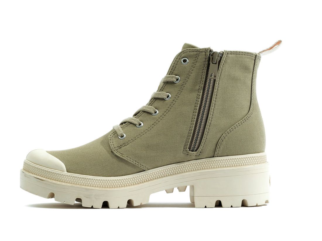 Khaki Women Palladium Pallabase Twill Boots | US-JL6028437