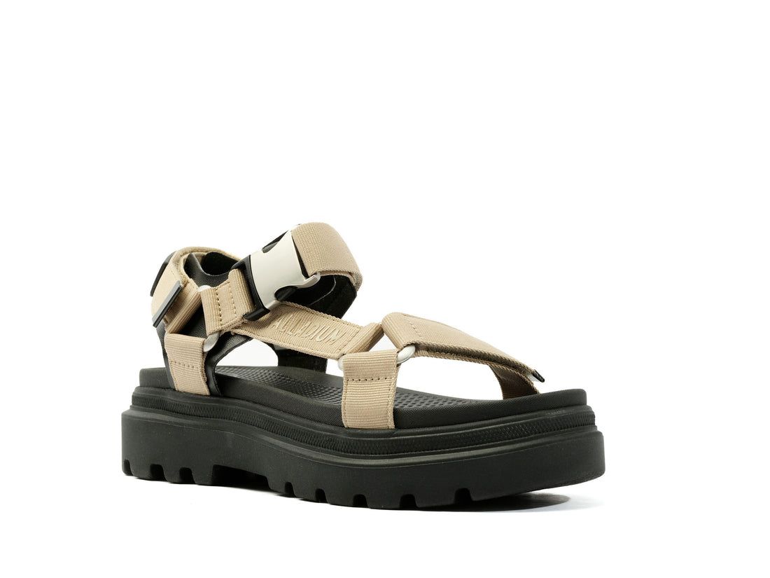 Khaki / Black Women Palladium Pallacruise Strap Sandals | US-TM7596148