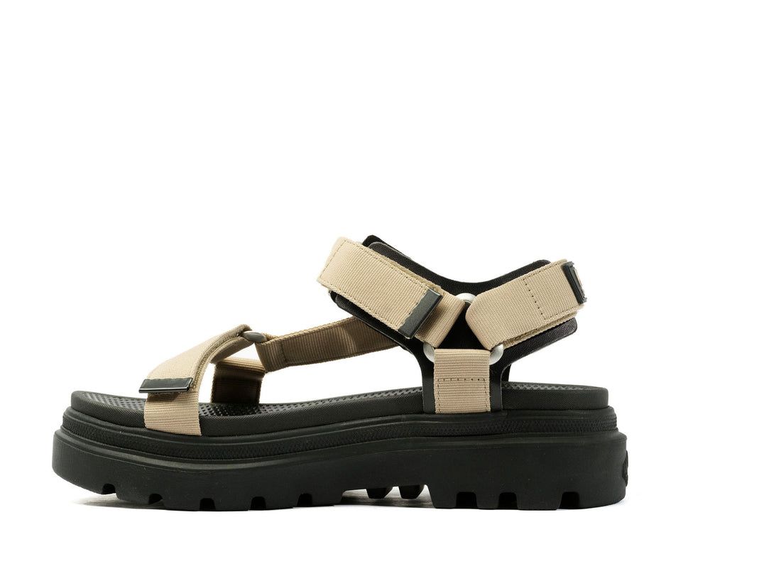 Khaki / Black Women Palladium Pallacruise Strap Sandals | US-TM7596148