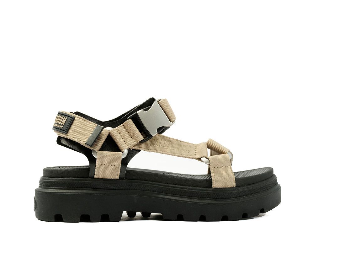 Khaki / Black Women Palladium Pallacruise Strap Sandals | US-TM7596148