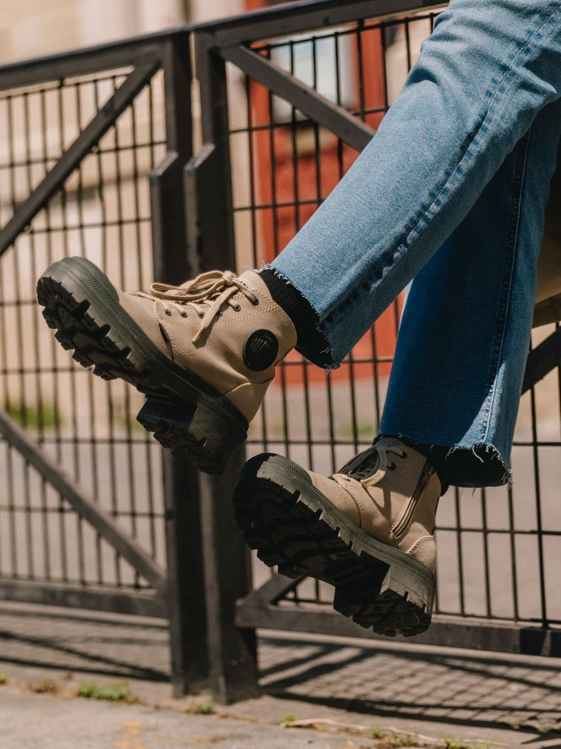 Light Brown Women Palladium Pallabase Twill Boots | US-EW5269018