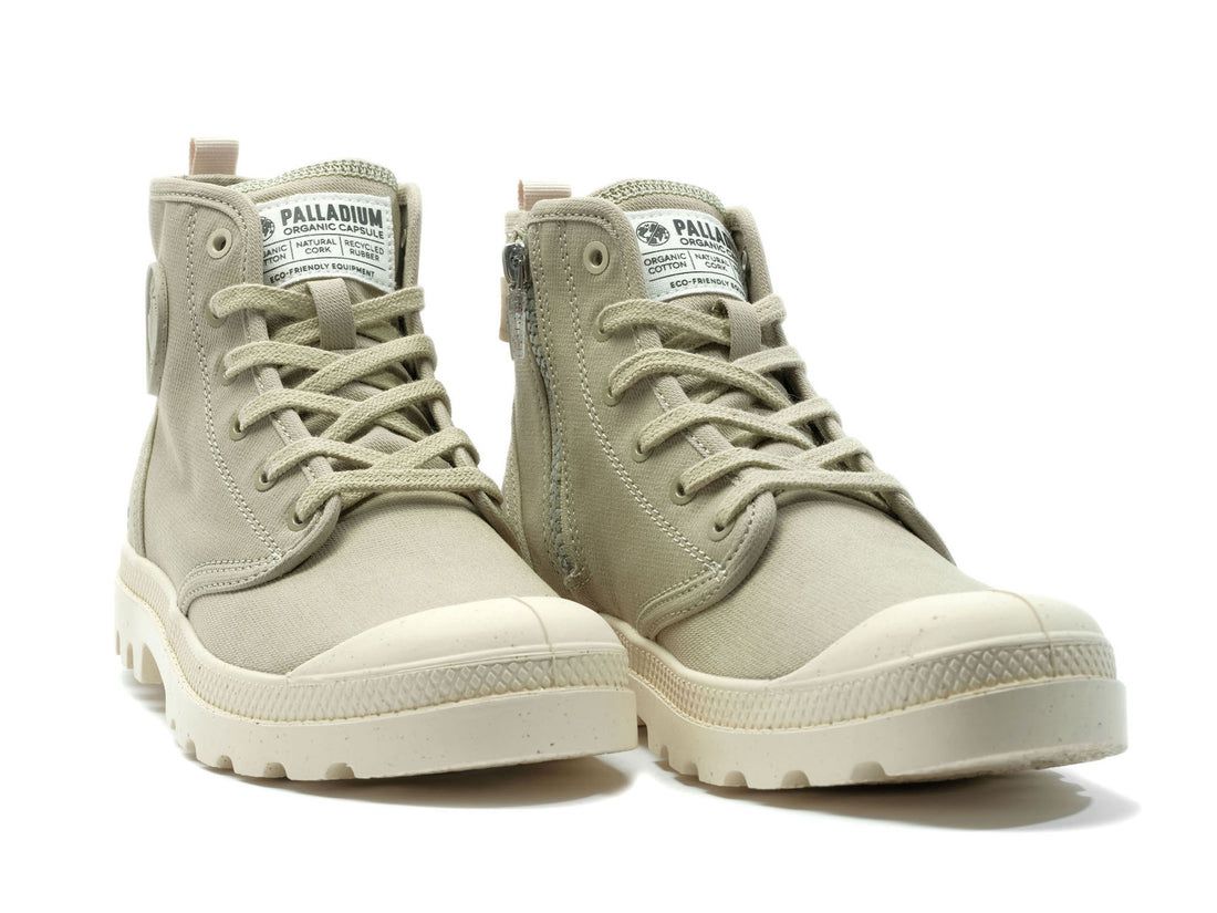 Light Khaki Men Palladium Pampa Hi Zip Organic Boots | US-DW8459130