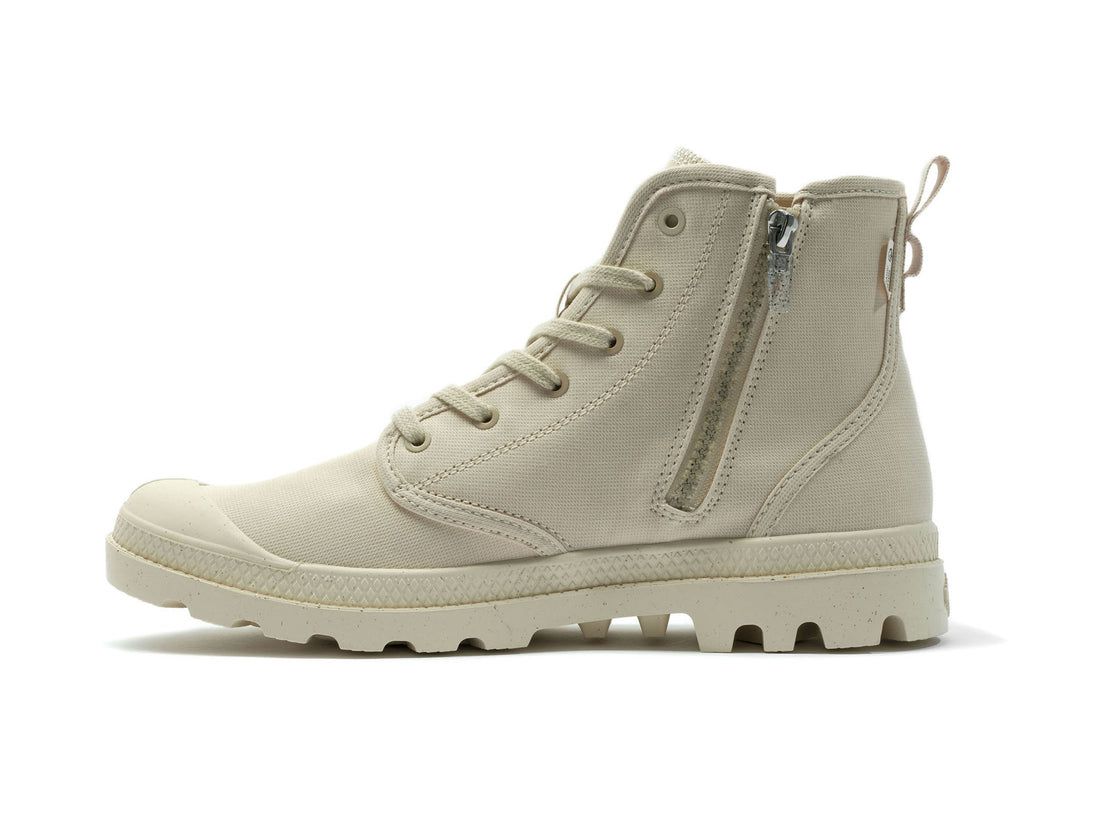 Light Khaki Women Palladium Pampa Hi Zip Organic Boots | US-UB2615783