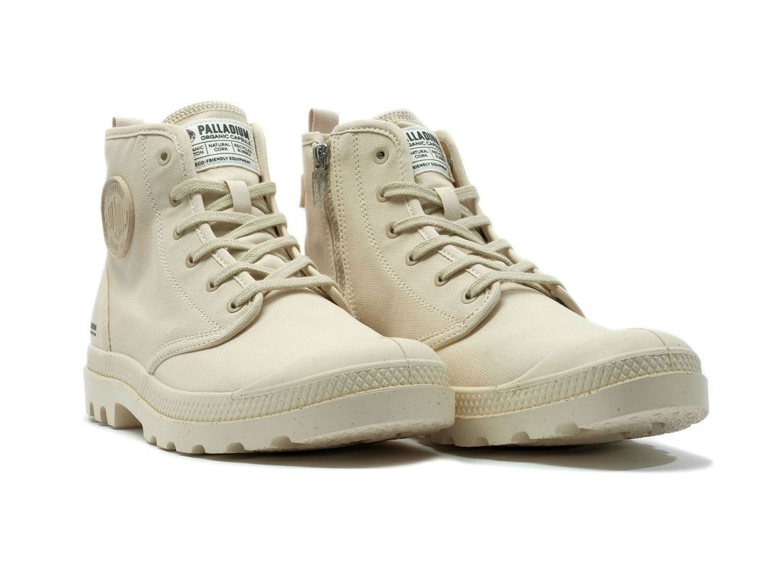 Light Khaki Women Palladium Pampa Hi Zip Organic Boots | US-UB2615783