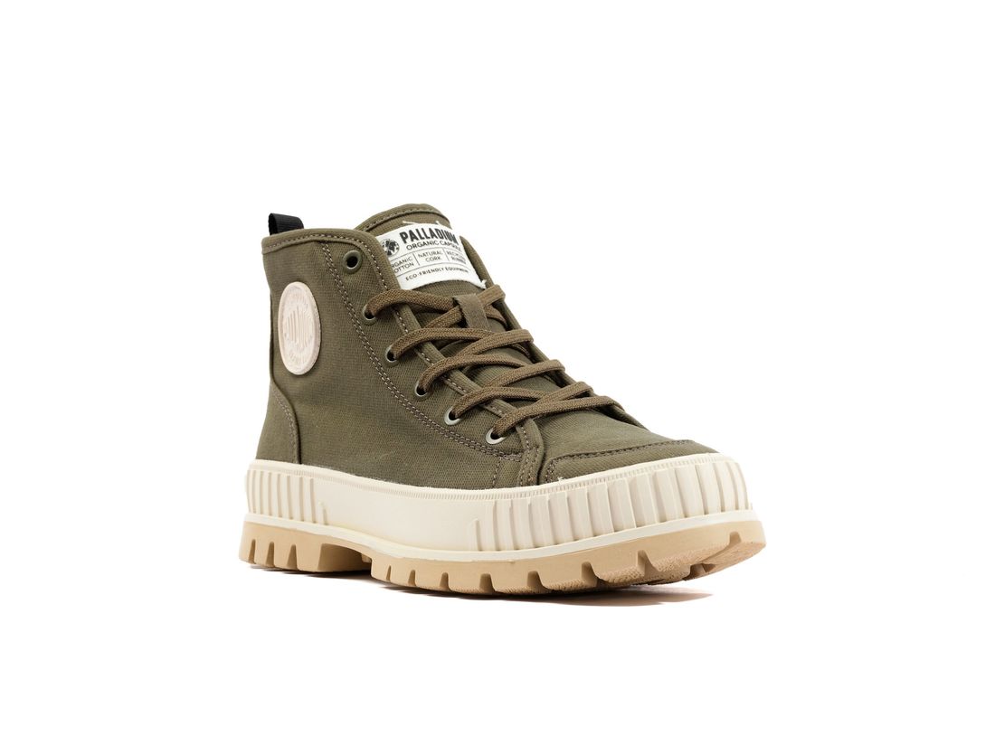 Olive Women Palladium Pallashock Organic 2 Sneakers | US-HY3850721