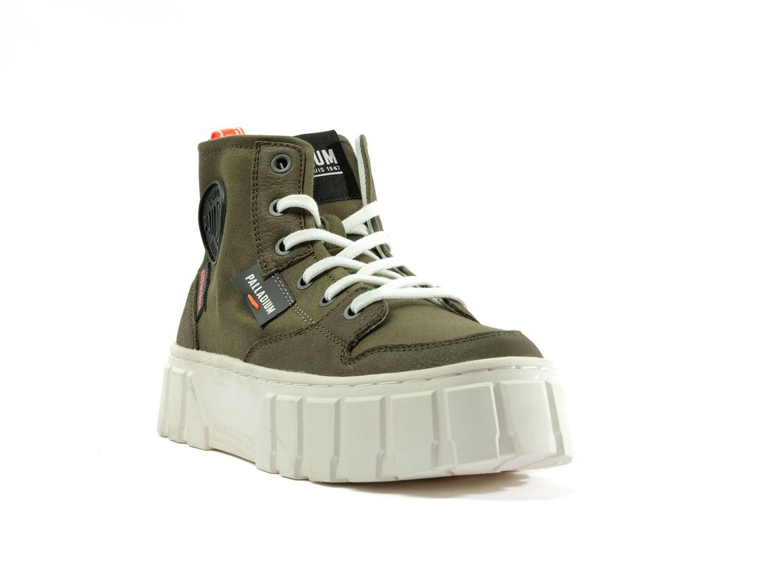 Olive Women Palladium Pallatower Hi Sneakers | US-OI7613294