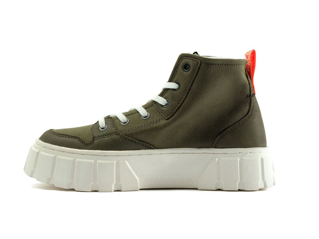 Olive Women Palladium Pallatower Hi Sneakers | US-OI7613294