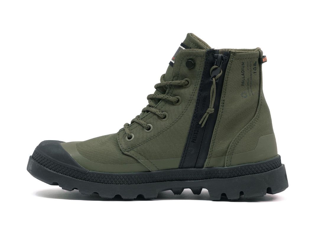 Olive Women Palladium Pampa Rcyl Lt+wp+zip Boots | US-WK6127934