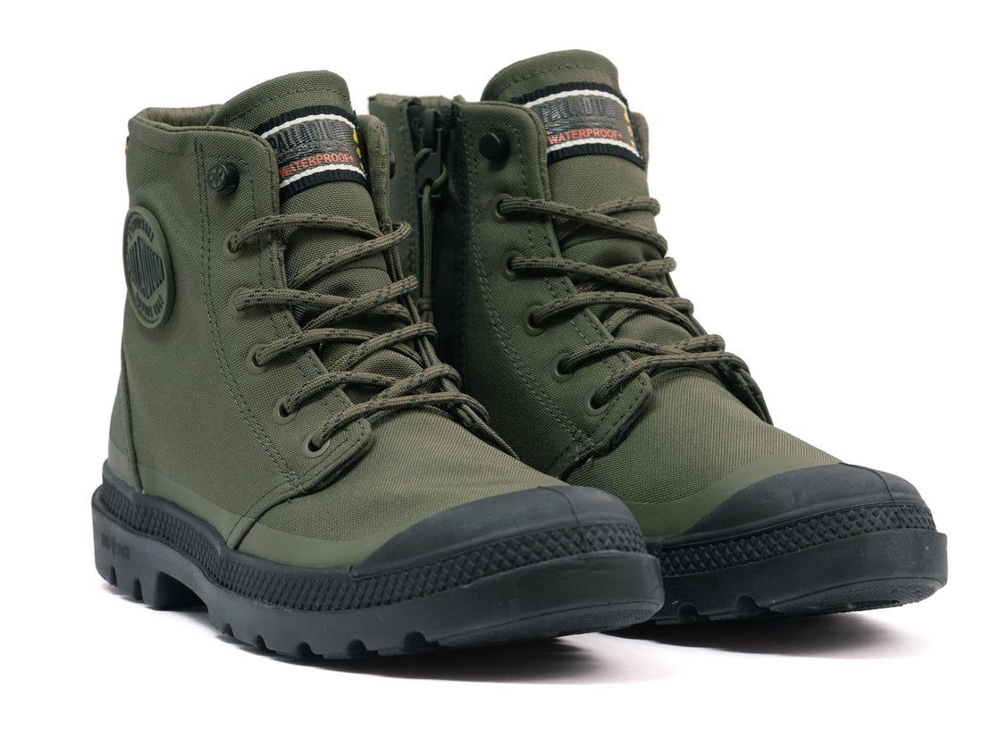 Olive Women Palladium Pampa Rcyl Lt+wp+zip Boots | US-WK6127934