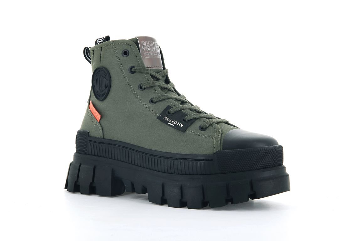 Olive Women Palladium Revolt Hi Tx Boots | US-OB7962540