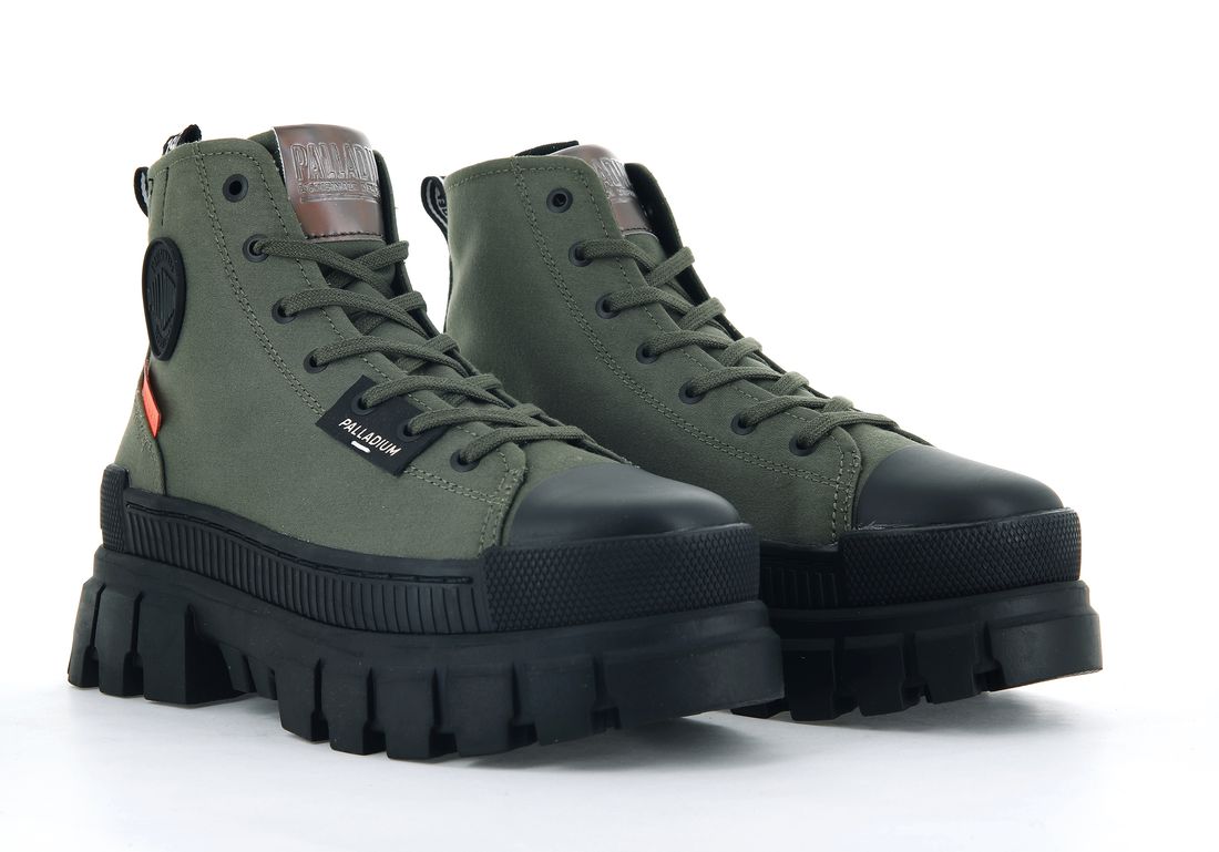 Olive Women Palladium Revolt Hi Tx Boots | US-OB7962540