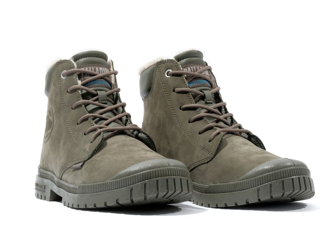 Olive Women Palladium Sp20 Cuff Leather Waterproof Wl Winter Boots | US-YE1542370