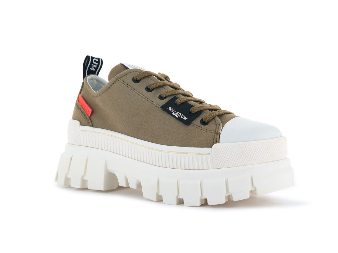 Olive / White Women Palladium Revolt Lo Tx Sneakers | US-SL2063578