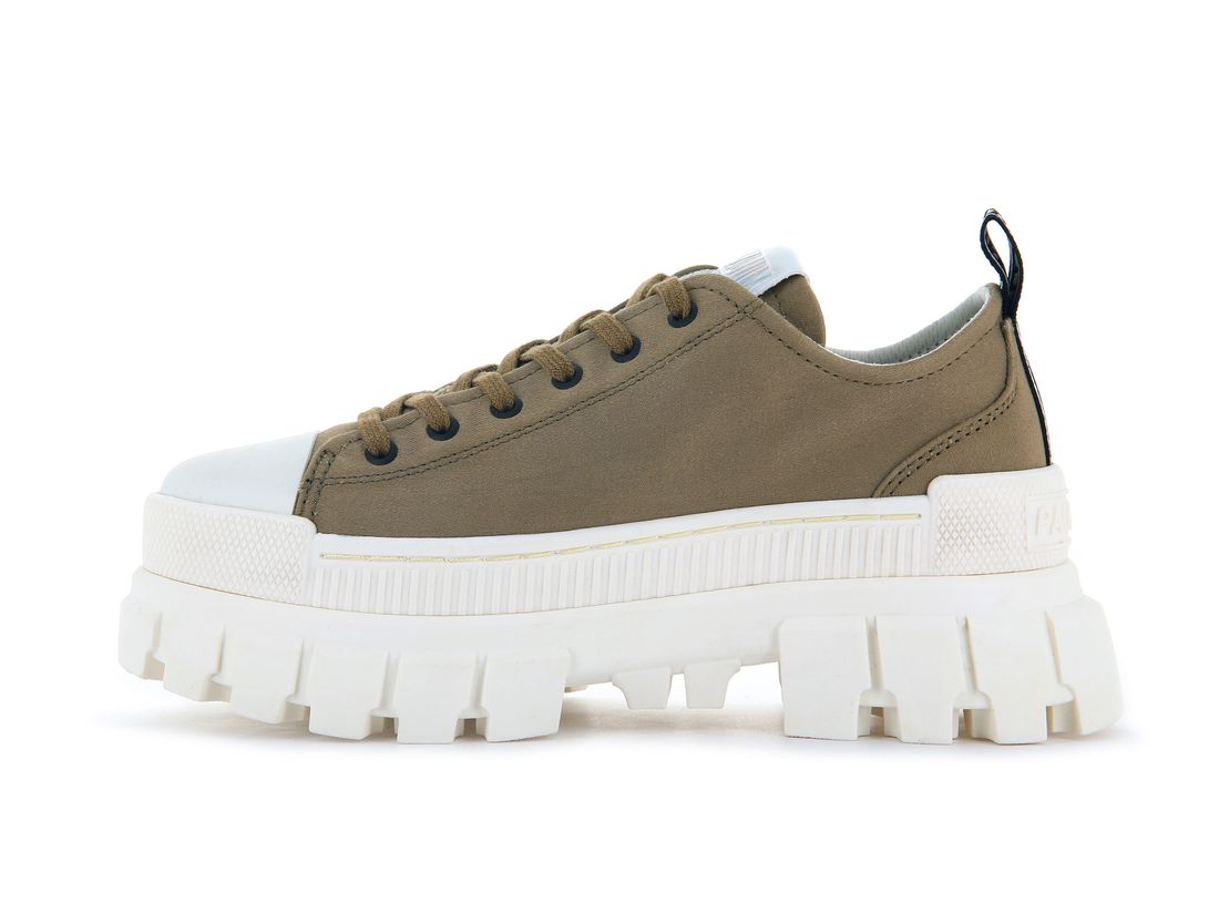 Olive / White Women Palladium Revolt Lo Tx Sneakers | US-SL2063578