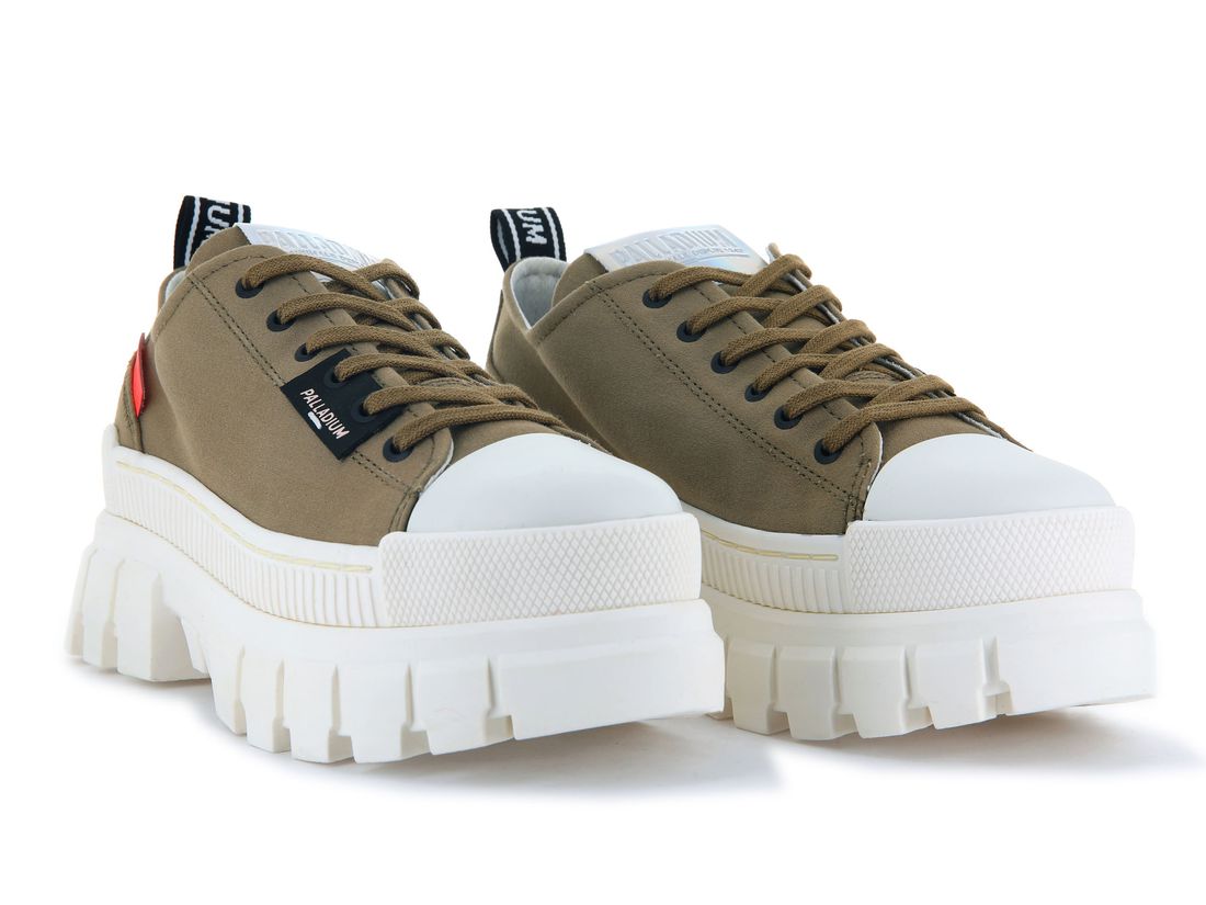 Olive / White Women Palladium Revolt Lo Tx Sneakers | US-SL2063578