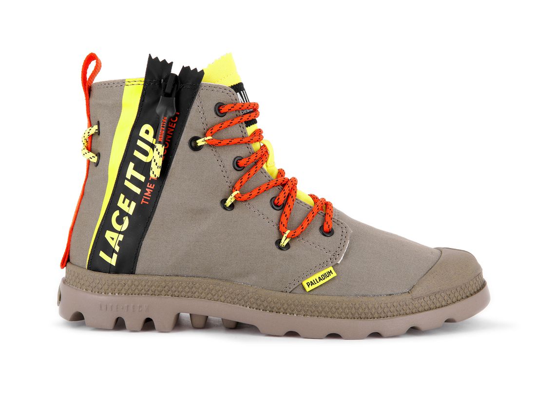 Olive / Yellow Men Palladium Pampa Lite Lace It Boots | US-TS1897065