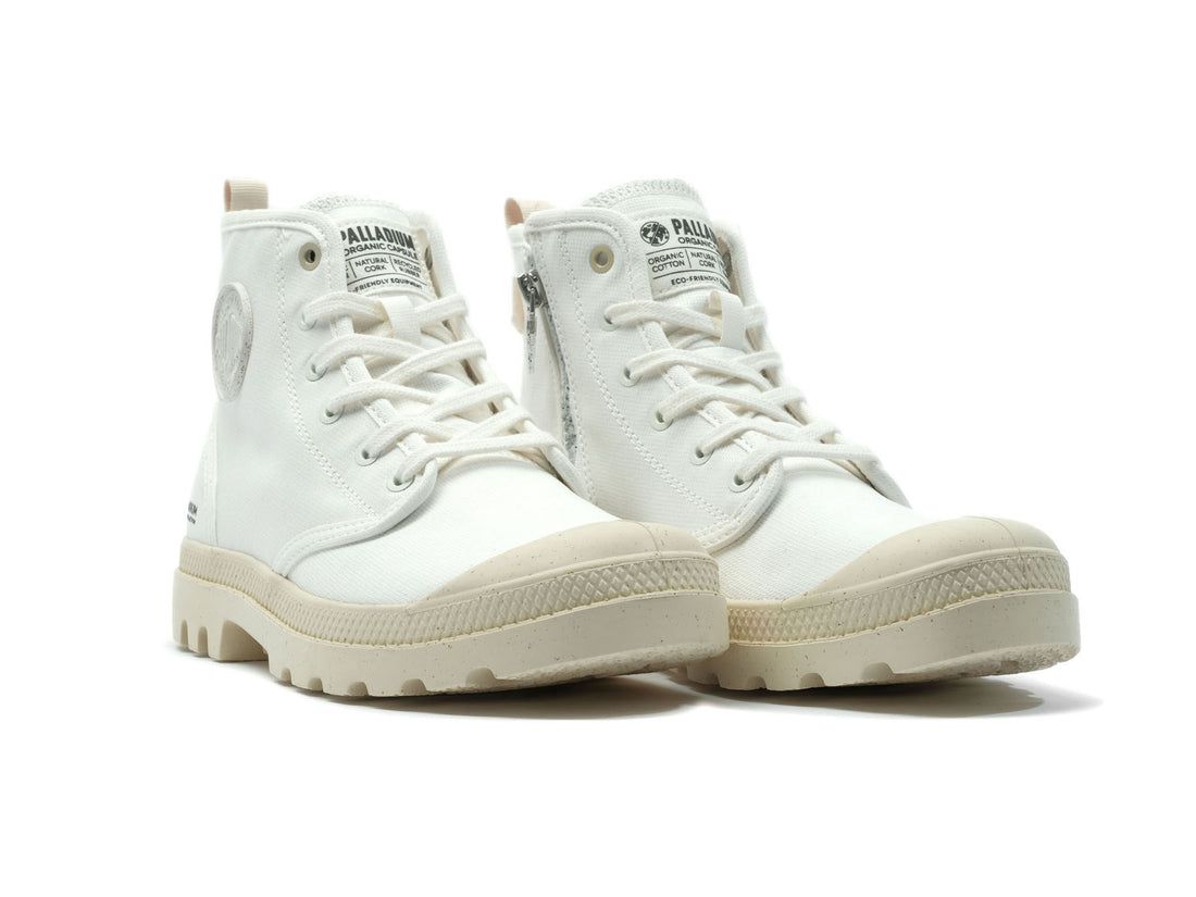 White Men Palladium Pampa Hi Zip Organic Boots | US-EF2708935