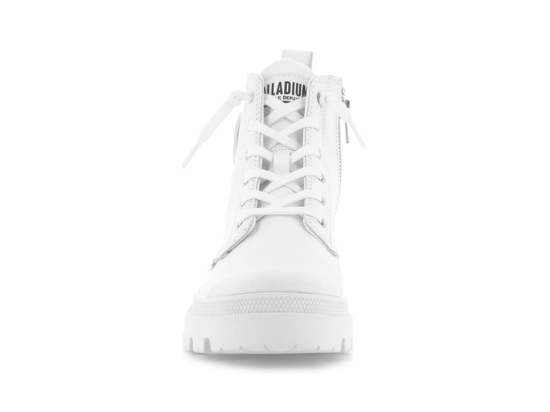 White Women Palladium Pallabase Leather Boots | US-BR7962541