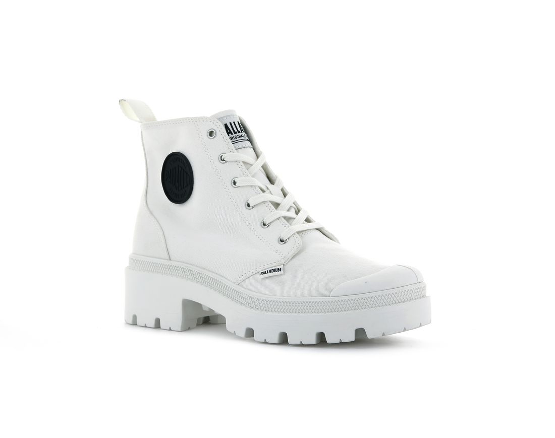 White Women Palladium Pallabase Twill Boots | US-LN7410392