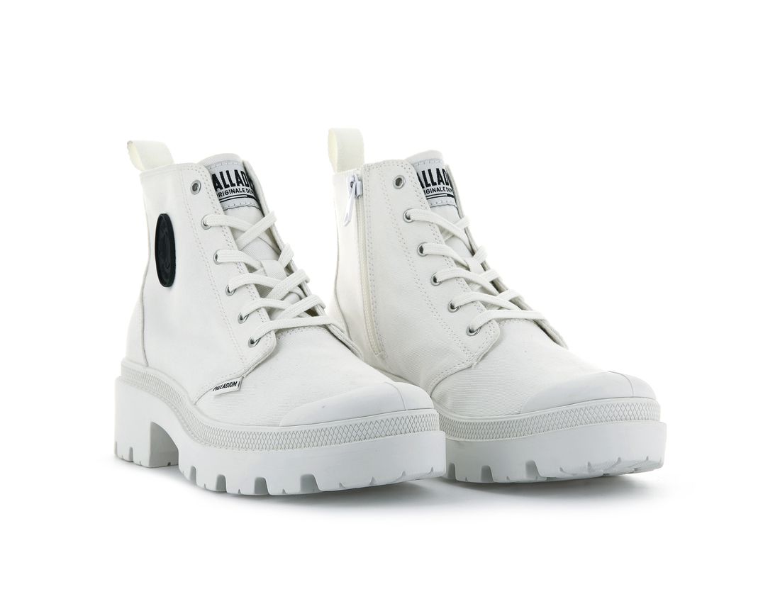 White Women Palladium Pallabase Twill Boots | US-LN7410392