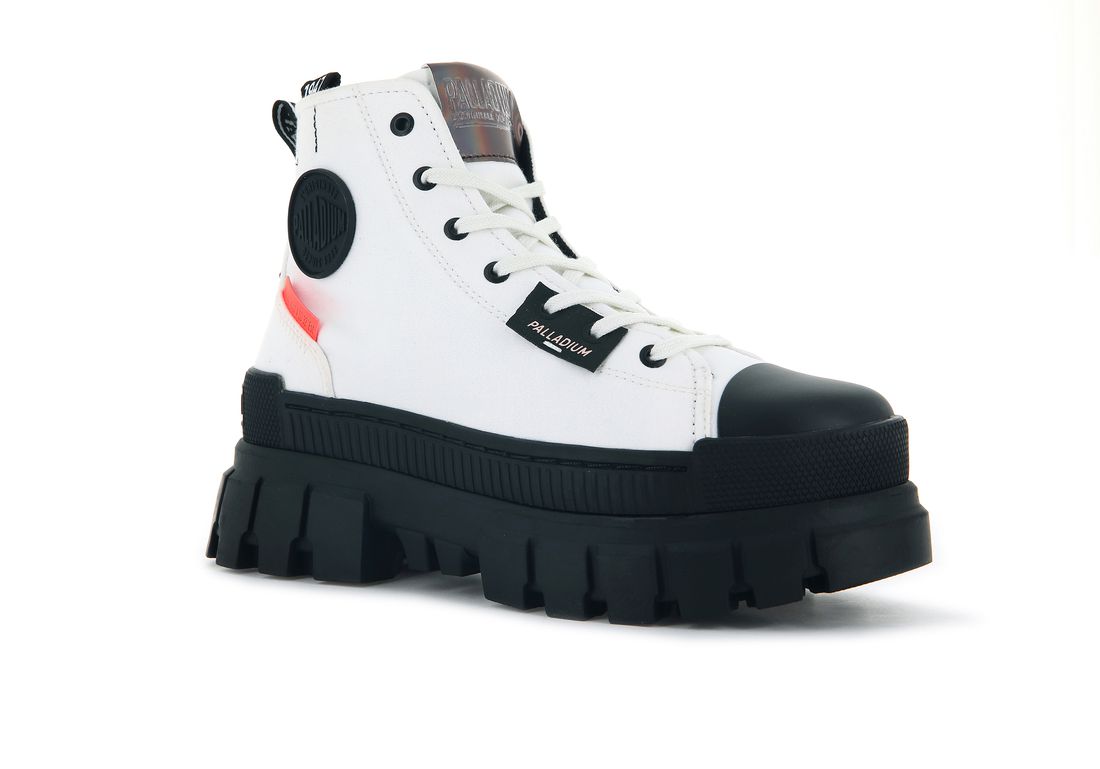 White / Black Women Palladium Revolt Hi Tx Boots | US-TH4719532