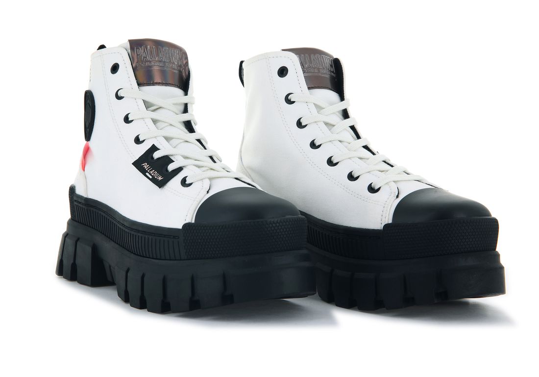 White / Black Women Palladium Revolt Hi Tx Boots | US-TH4719532